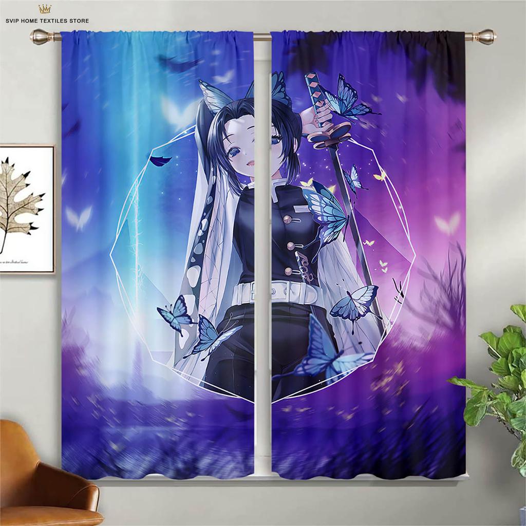Cartoon Hitzköpfige Anime Bedruckte Vorhänge für Kinderzimmer, Wohnzimmer, Arbeitszimmer, Dekorative Vorhänge, 2 Stück