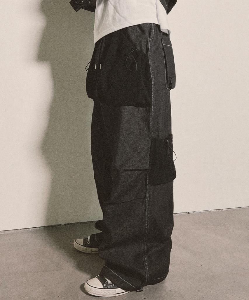 Nainneoscheu Reverse Terry Pocket Denim Pants_Black