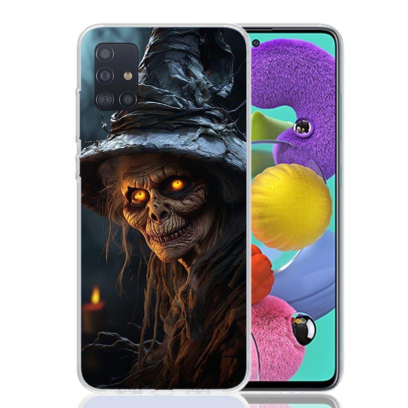 Halloween Moon Witch Horror Phone Case For Samsung Galaxy A52 A32 A22 A12 A02S A50S A30S A51 A31 AA71 Note 20 Ultra 10 S10 Plus