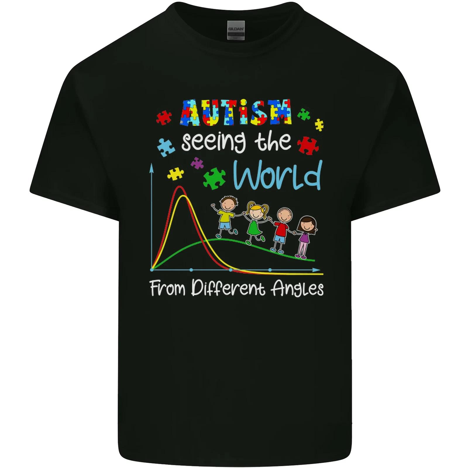 Autism World From Different Angles Autistic Kids T-Shirt Childrens L