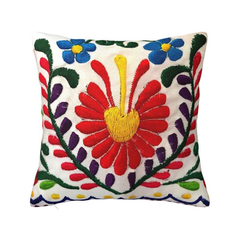 Mexikanische Otomi Blumenzusammensetzung Kunst Moderne Kissenhülle Wohnzimmerdekoration Volksblumenmuster Stuhlkissen