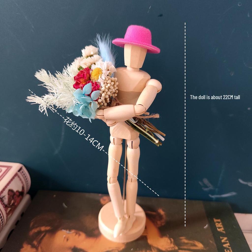 Jointed Wooden Puppet Doll: Handcrafted Human Body Ornament & Decompression Gadget.