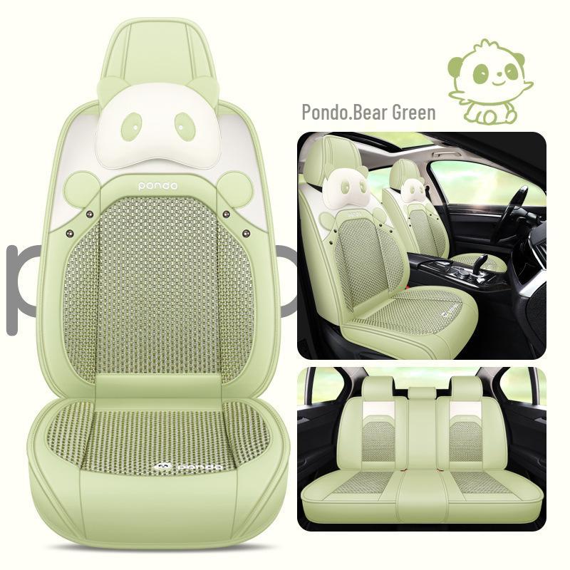 2022 New Cartoon Leather Ice Silk Car Seat Cushion Set, Four Seasons