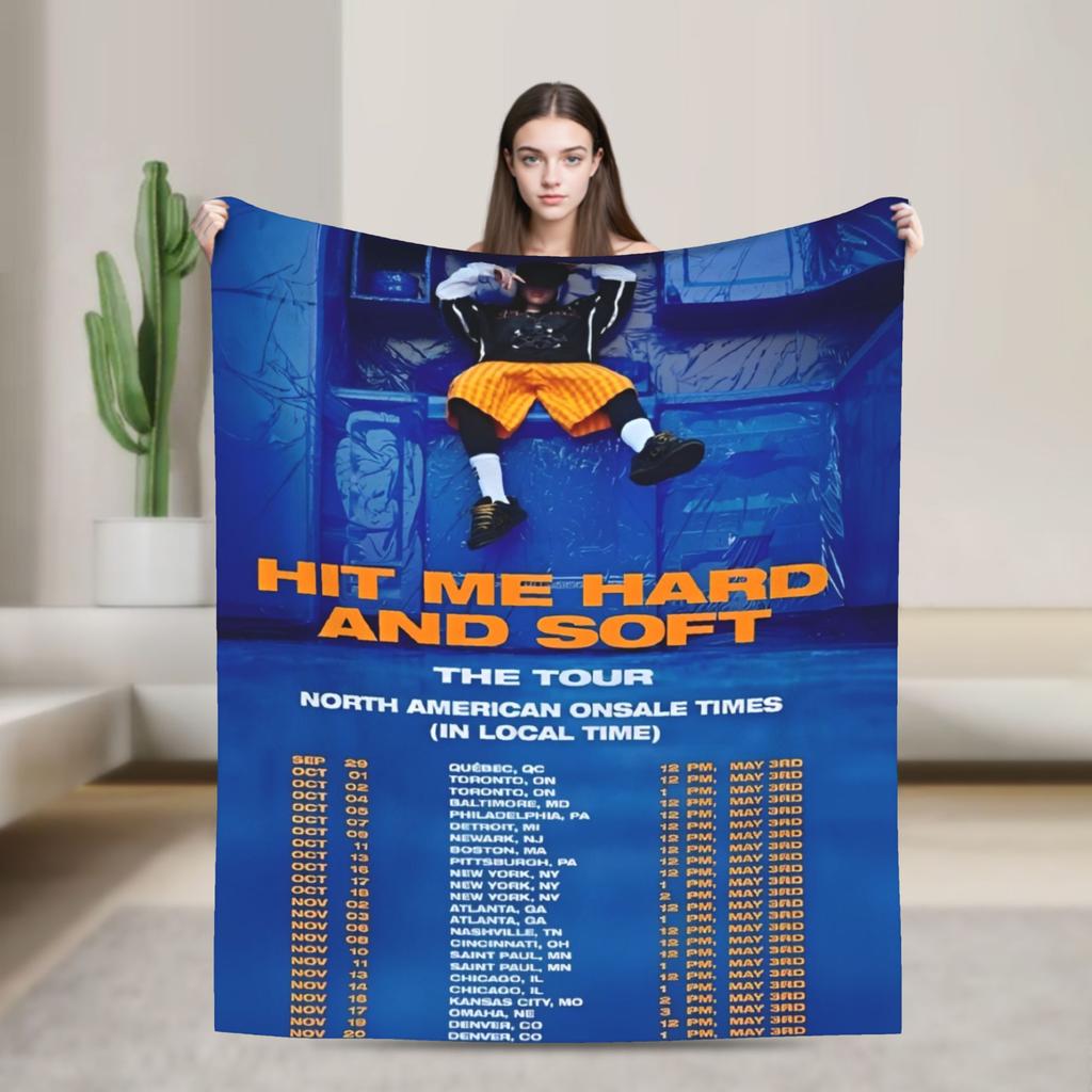 2025 Hit Me Hard And Soft Warm Soft Blanket Singer E-eilishes Tour Picnic Plush Throw Blanket Bed Flannel Bedspread Sofa Bed