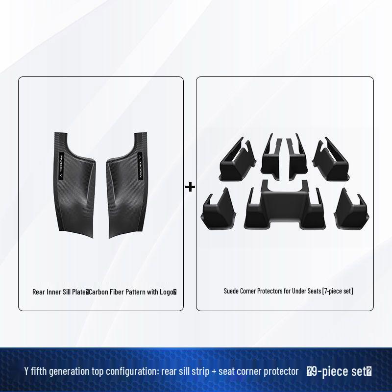 Tesla Model Y Carbon Fiber Rear Seat Corner Anti-Kick Protector Sill Strip