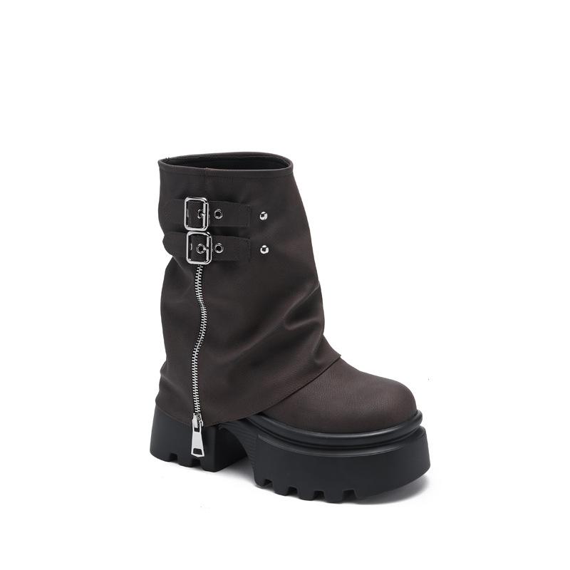 

8596 Martin boots women s boots 2025 new autumn and winter mid-tube casual short boots thick heel fashion boots tube boots genuine 39