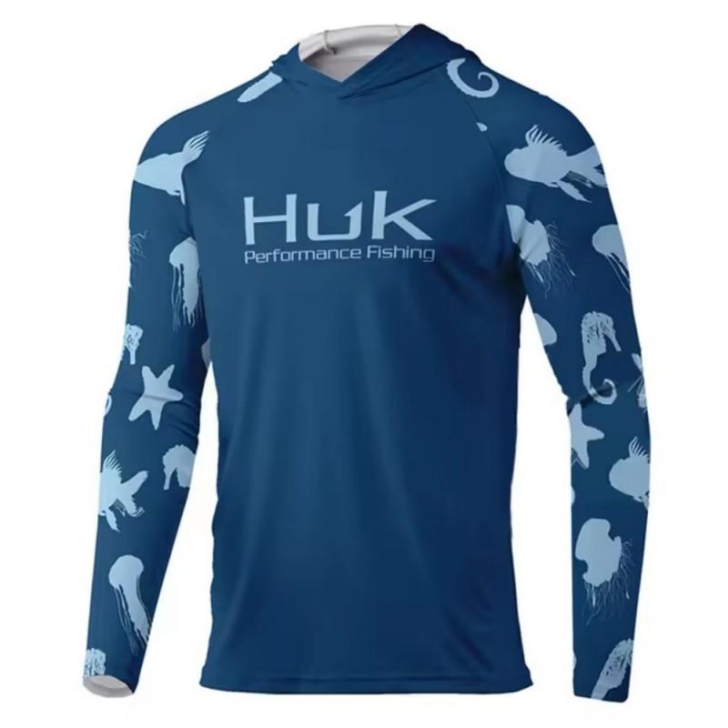 Mens Quick-Dry Fishing Hoodie UV Protection Long Sleeve Breathable Performance T-Shirt Outdoor Angling Summer Fall