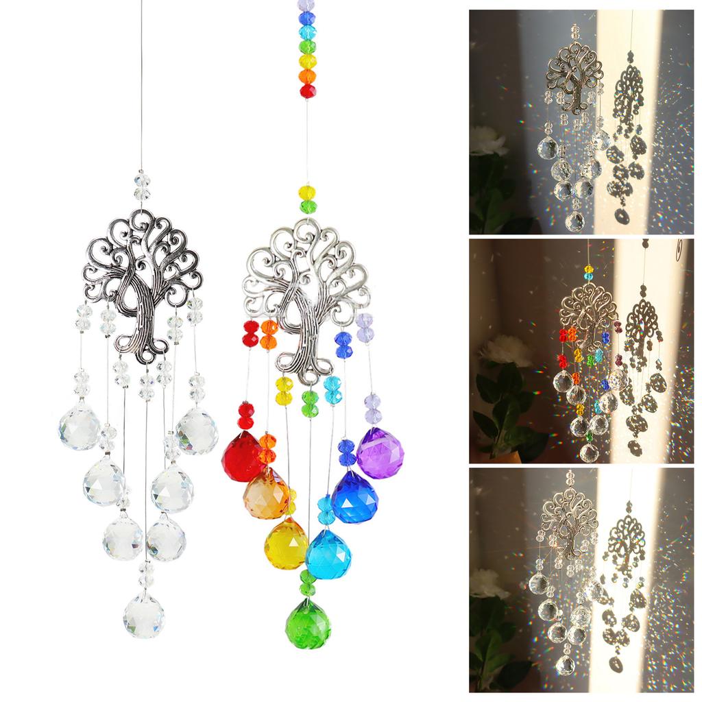 Colorful Crystal Wind Chime Beautiful Garden Jewelry Pendan Decor Suitable for Window Home Car Party Wedding Decoration