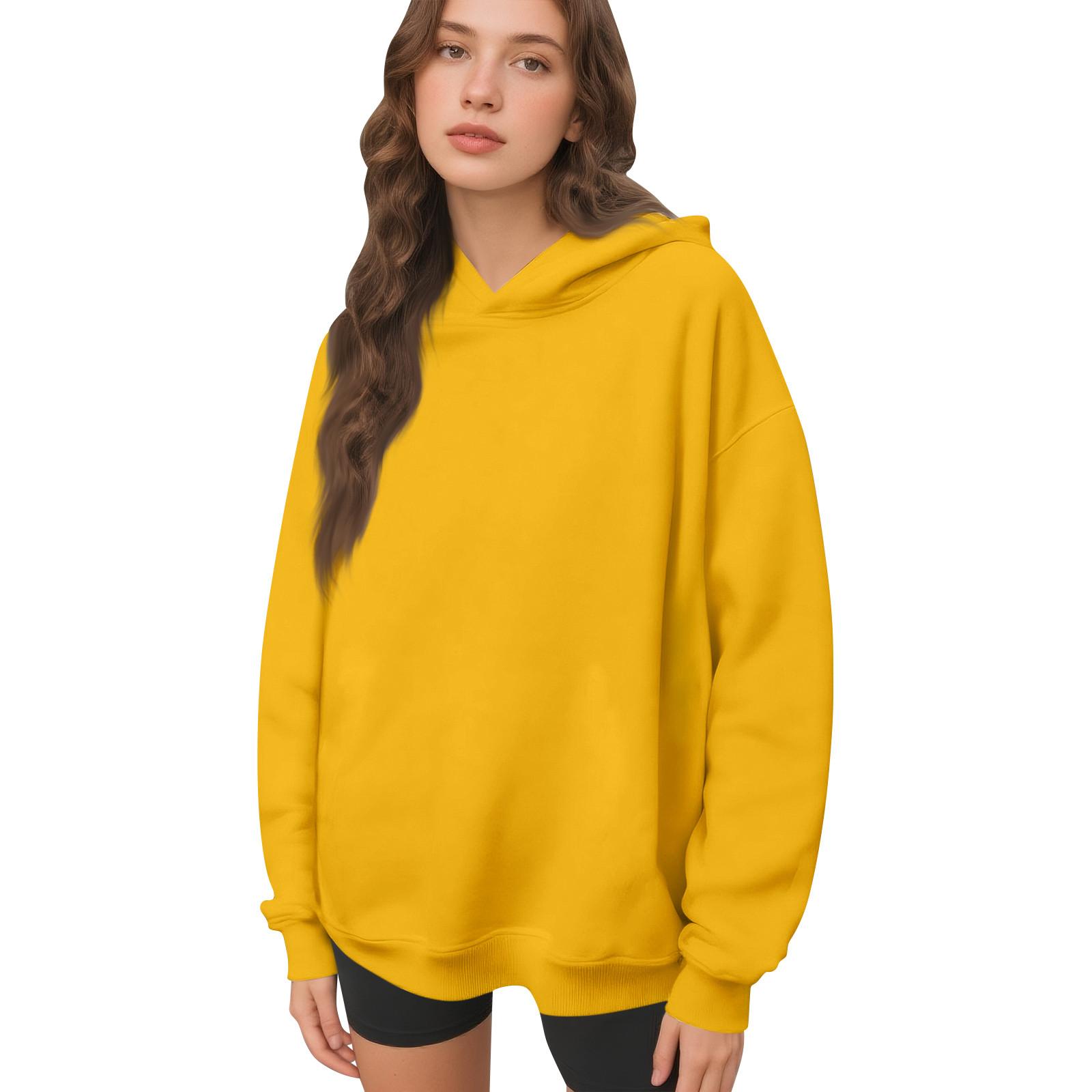 

Женские толстовки с капюшоном, повседневные удобные топы, осенние модные наряды XXXL жёлтый