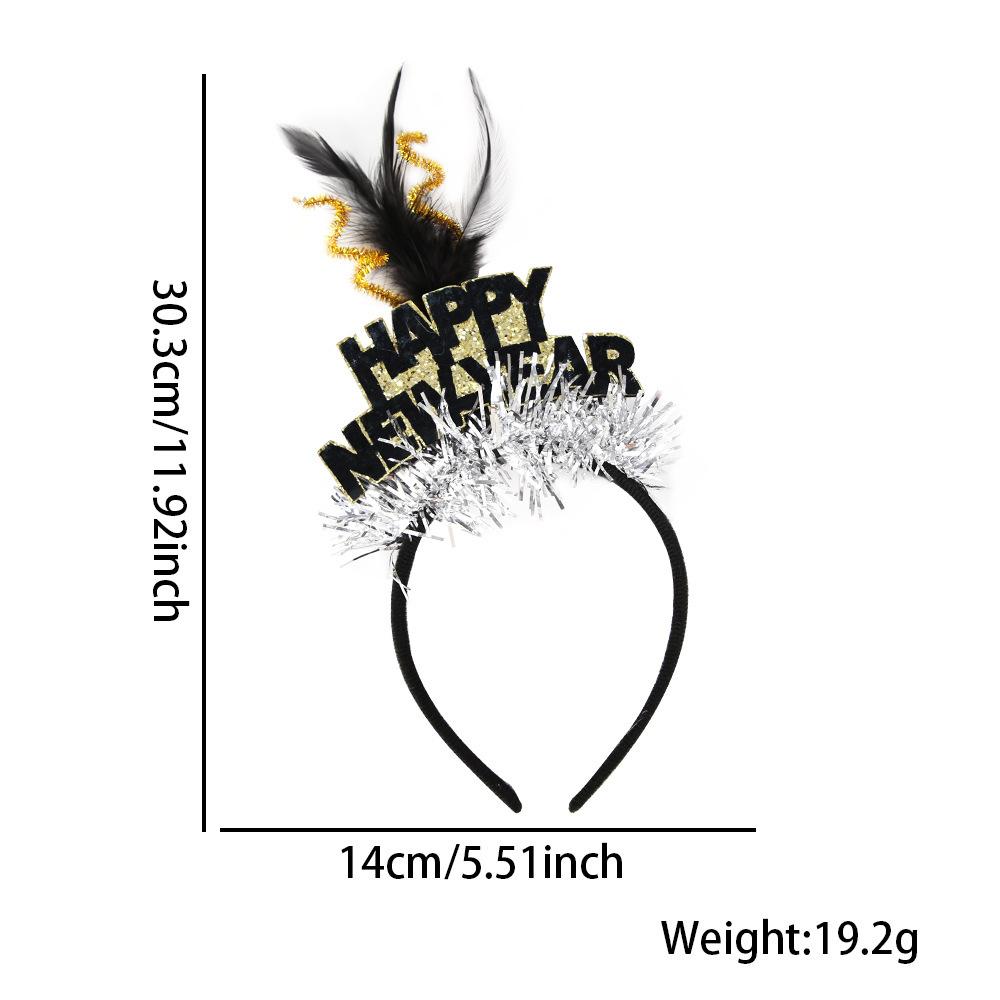 Black Gold Hair Band Decorative 2026 Celebration Headband New Year'S Eve Headband Comfortable Holidays Hair Accessory For New