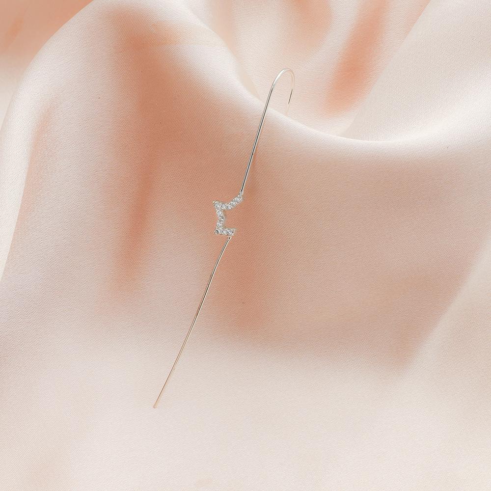 Chic Star Letter Zircon Ear Cuff and Diagonal Studs