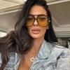 2026 New Fashion Big Frame Pilot Yellow Sunglasses Women Men Brand Vintage Punk Outdoor Beach Sun