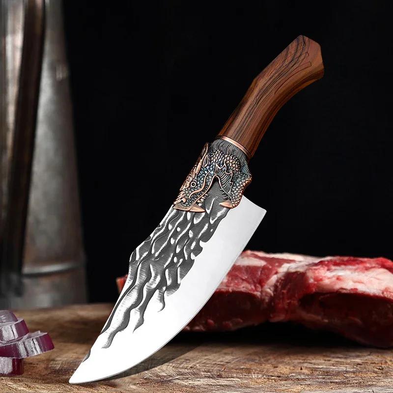 Butcher Knife Hand Forged Blade Kitchen Knives Plastic Handle Boning Knife Cleaver Meat Chopping Vegetables Cooking Chef Knives