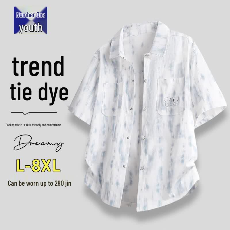 Men s Plus Size Ice Silk Quick-Dry Short-Sleeve Casual Shirt 5XL