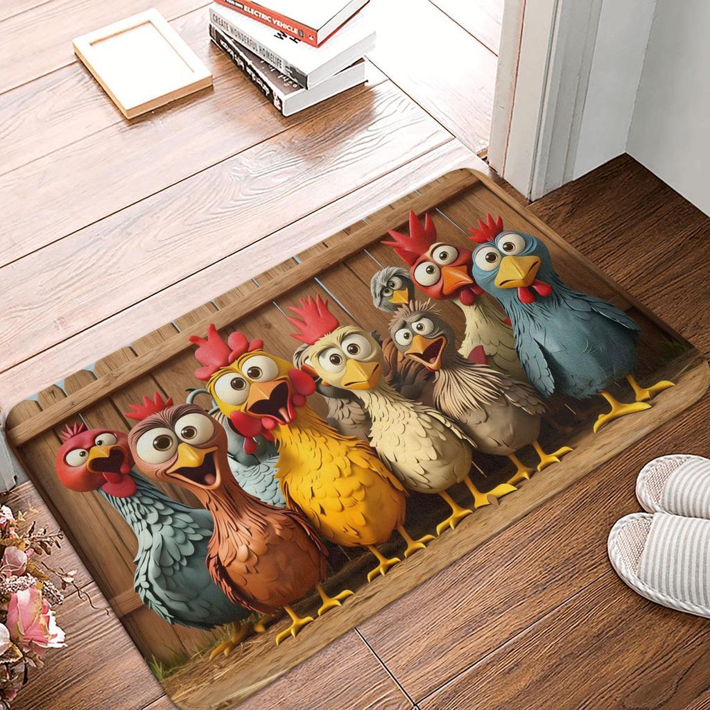 Festive Funny Big-Eyed Chick Family Design Front Floor Door Entrance Mats Indoor  Kitchen Bath Doormat Living Room Carpet Rug