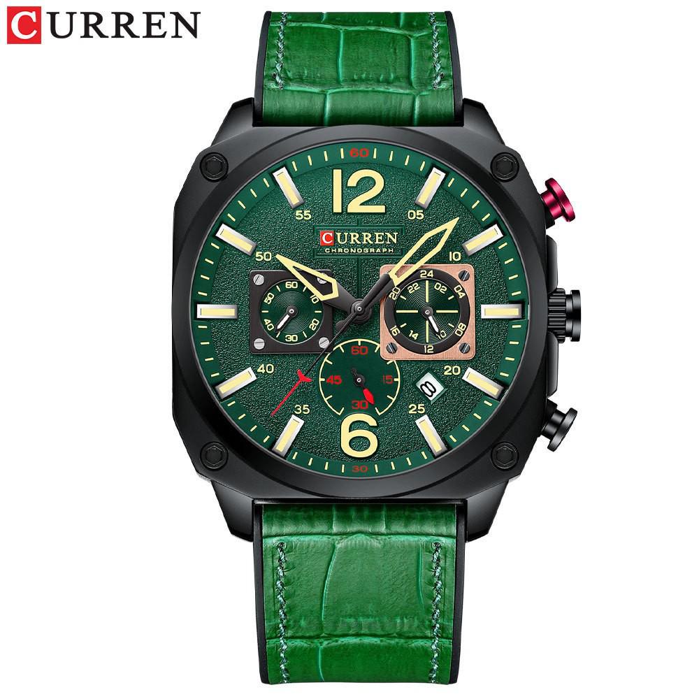 Curren 8398 Men's Multifunctional Leather Strap Calendar Watch