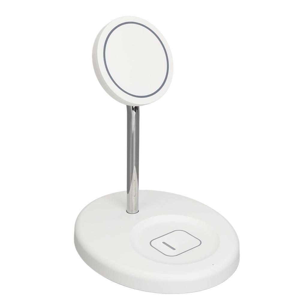 2 in 1 Magnetic Wireless Charger Metal and ABS White Wireless Charger Stand for IPhone 12 13 14