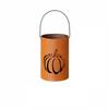Rusty Metal Pumpkin Lantern Holder with Cutout Design for Candle Display Halloween Festival Decoration Small Size