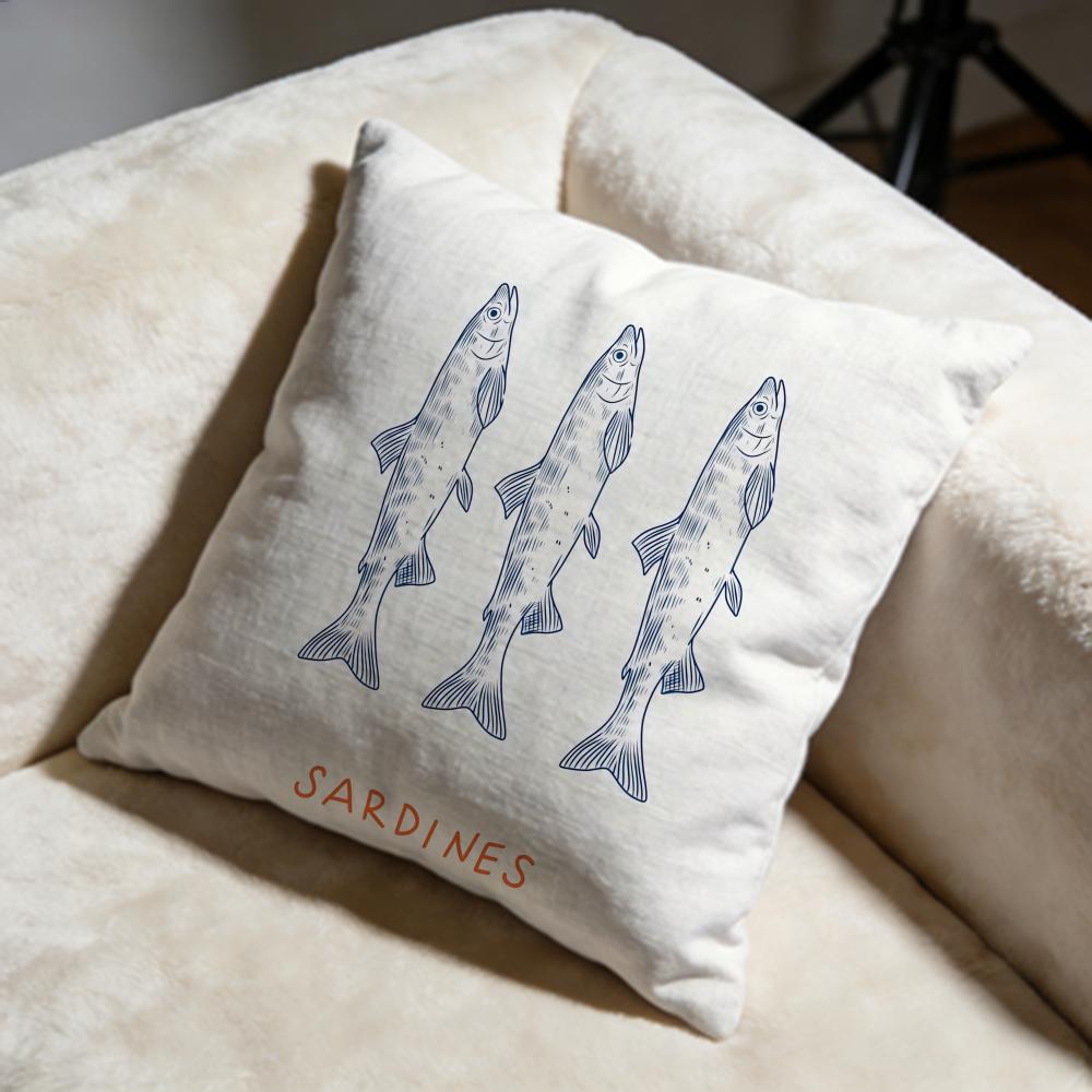 Federa Cuscino Sardina Morbida Decorativa Adatta per Camera da Letto Divano Auto Viaggio