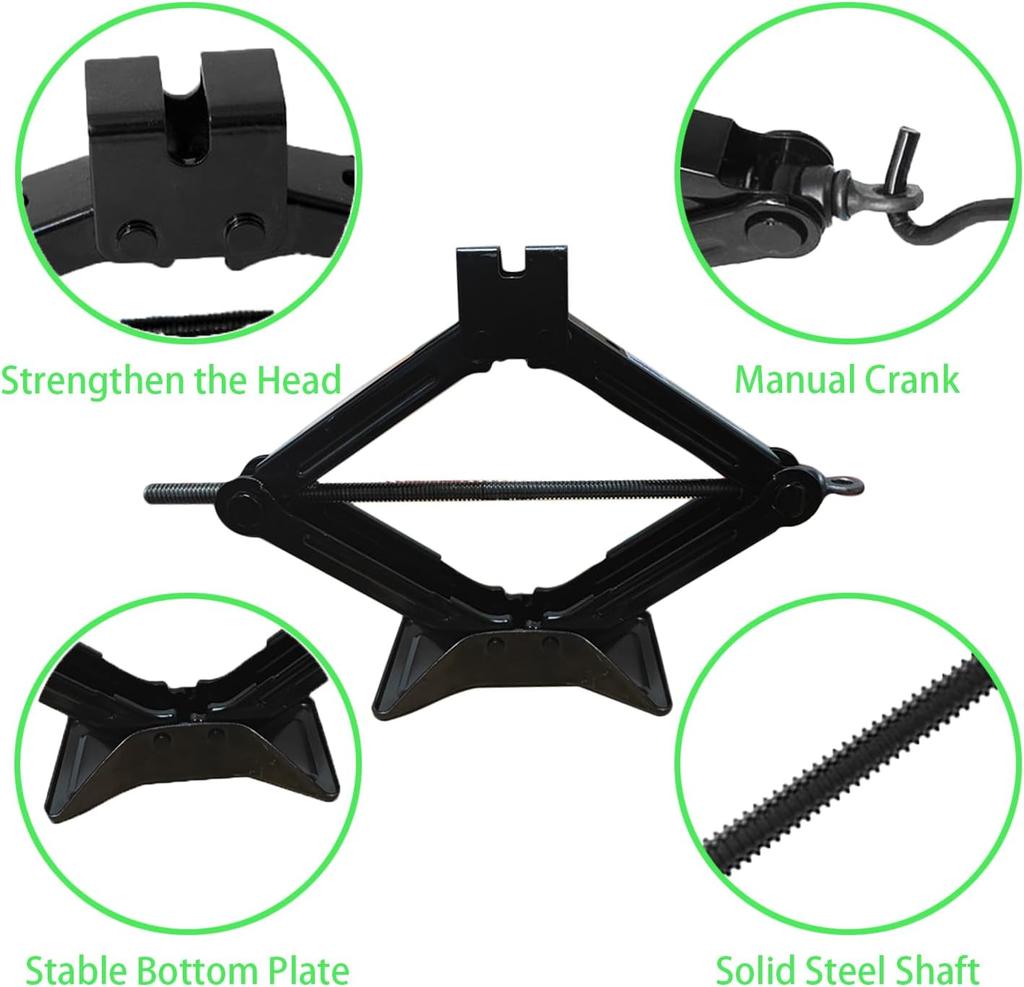 Scissor Car Jack 2.0 Tons, Heavy Duty with Crank Handle for SUV/MPV Tire Change