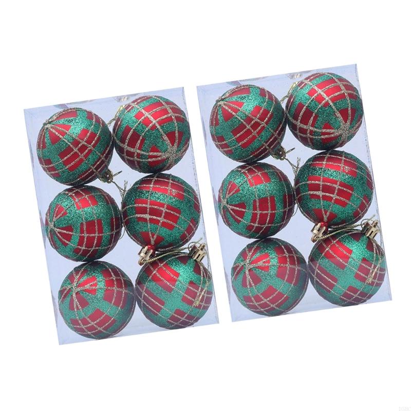 Plastic Plaids Design Festival Ornament 6cm Christmas Tree Decoration Balls