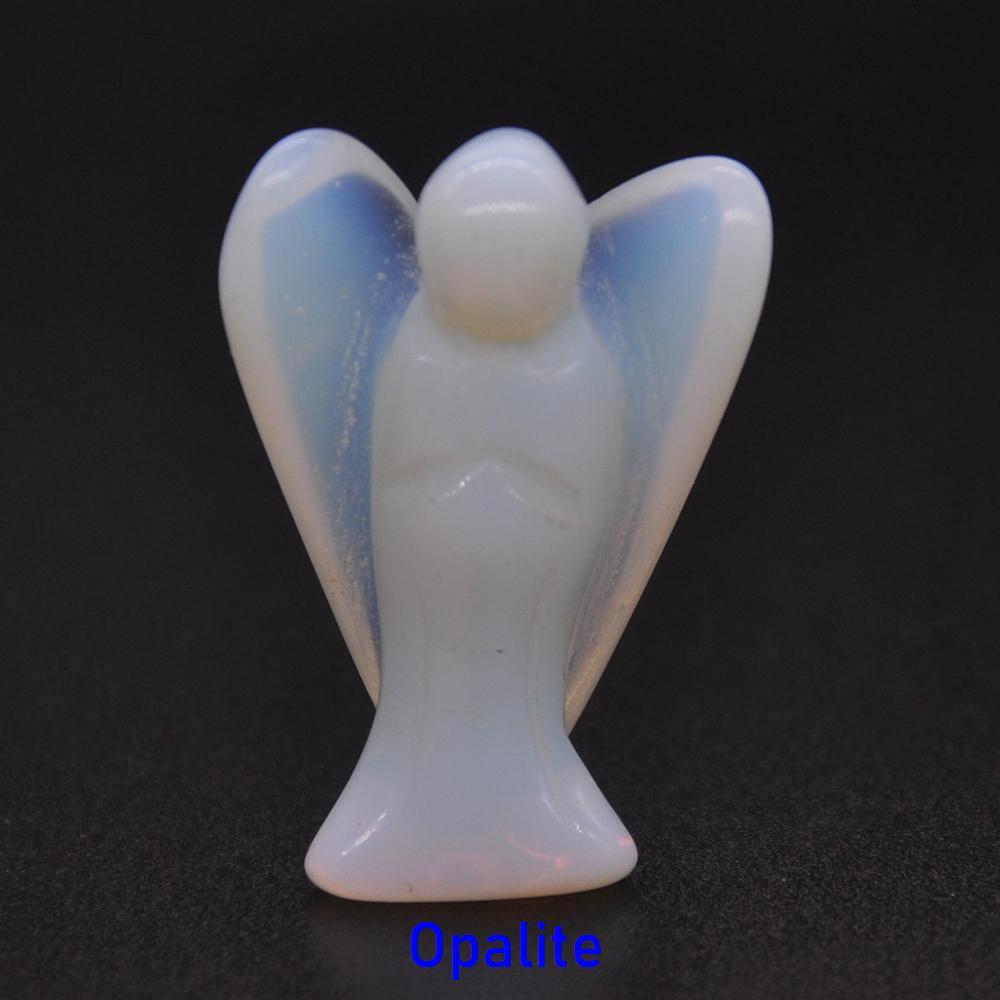 1.5" Guardian Angel Figurine Natural Healing Crystal Statue Home Stone Decor Study Craft Gift Trinket Room Ornament