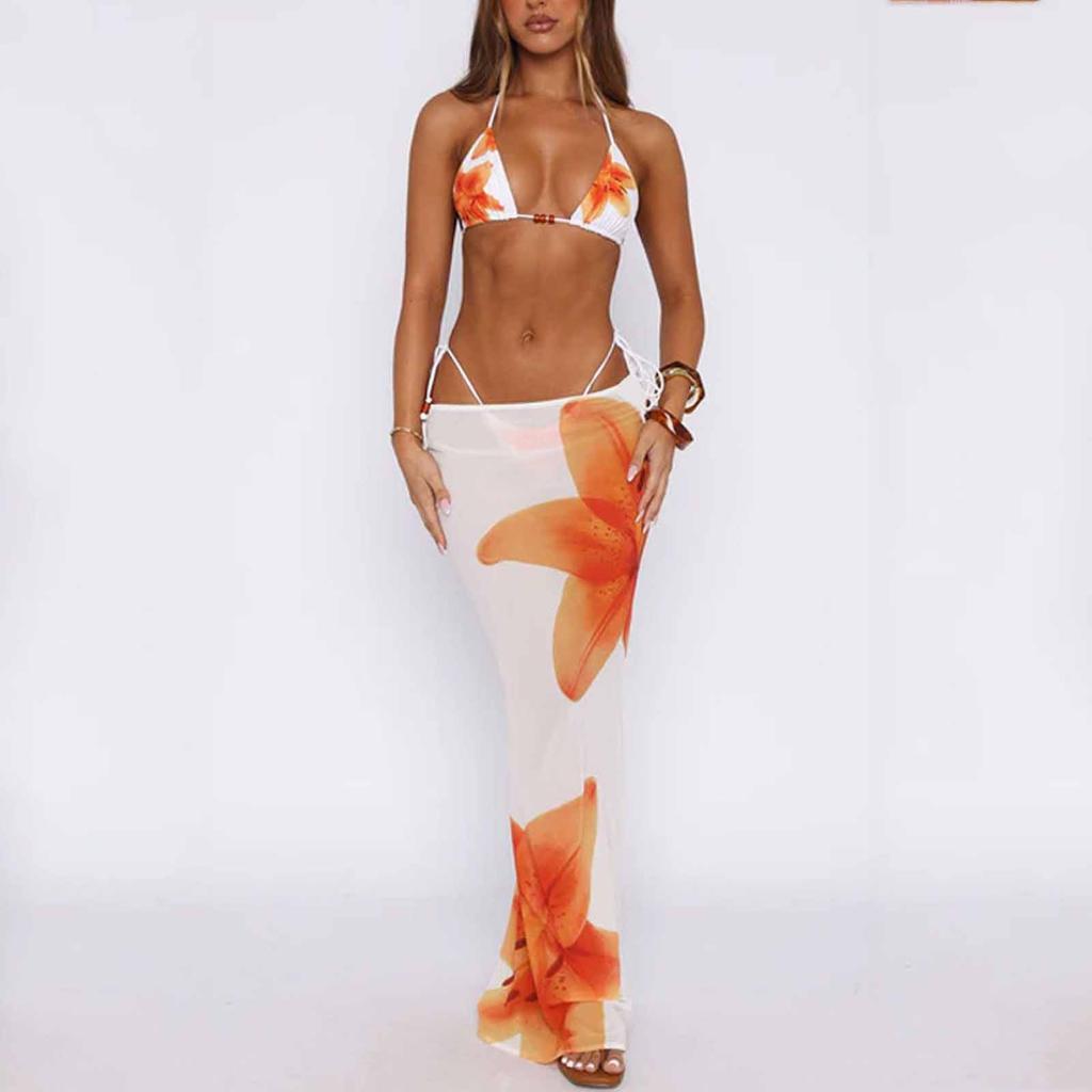 Modischer Sexy Bikini Badeanzug für Damen, Dreiteiliges Strand- & Spa-Set, Sommer-Resort Poolparty Bademode