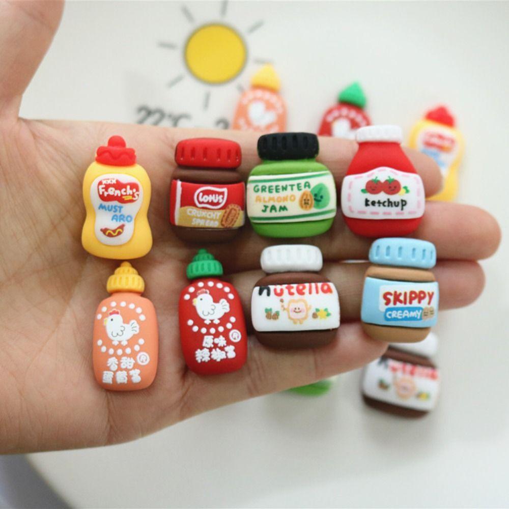 9Pcs/set Cute Seasoning Bottle Miniatures Resin DIY Food Toy  Hairpin Jewelry