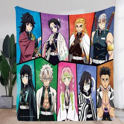 Asesino de demonios: Manta de Personajes Colorida Kimetsu no Yaiba - Suave Manta de Felpa con Iconos de la Serie de Anime, Perfecta