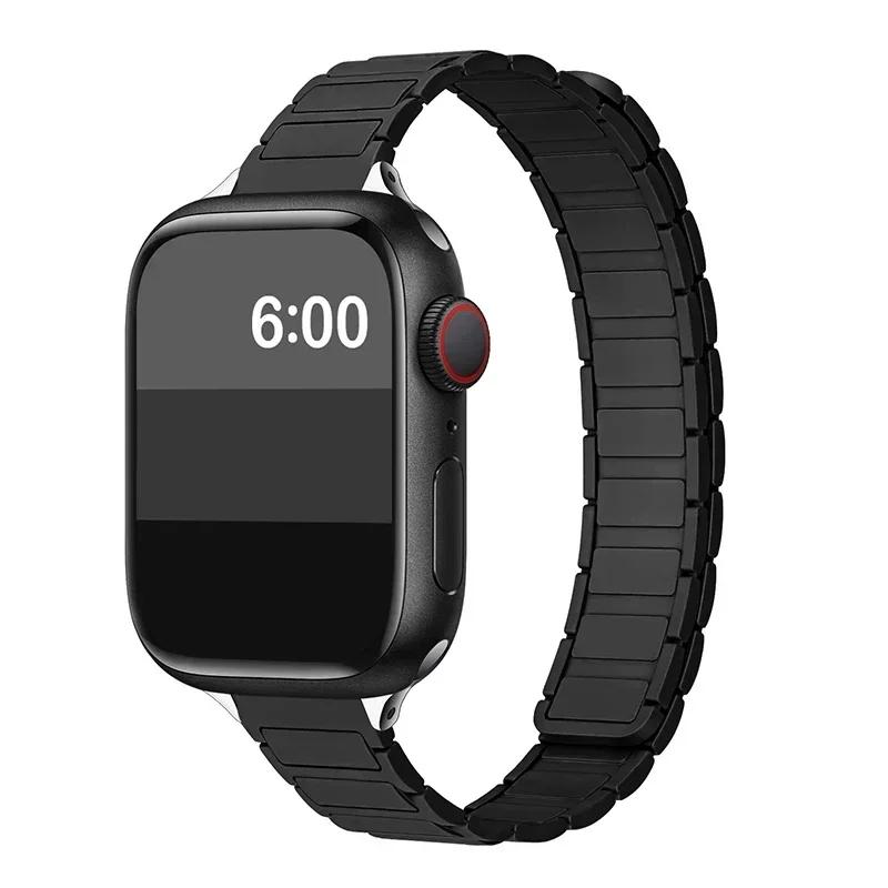 Magnetic Silicone Loop Strap For Apple Watch S11 42/46mm 41mm 45 Slim Bands 44mm 40mm 38 Bracelet iWatch SE 10 9 8 7 6 5 4 Ultra1/2/3 49
