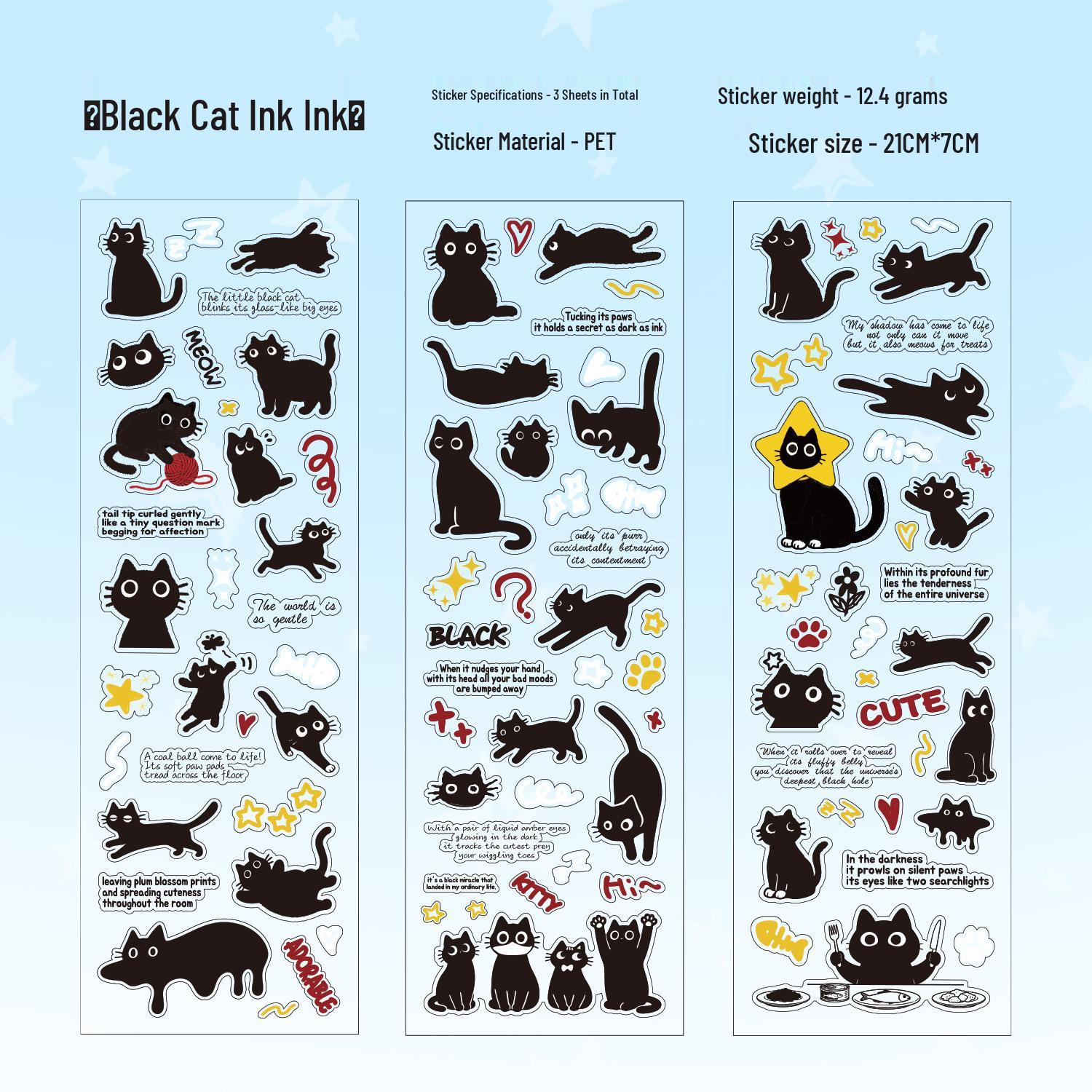 

Yu Xian Cat Daily Series Stickers - Cute Cartoon DIY Decorative Cat Stickers, 4 Styles, 3 Sheets