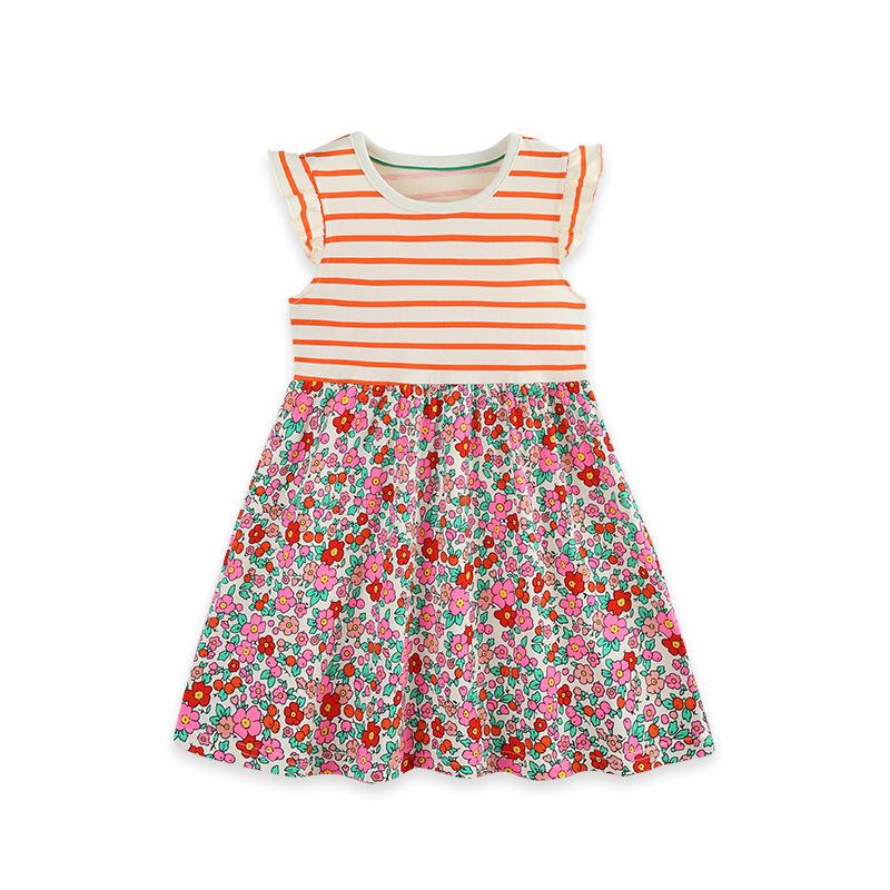 Летняя Новинка Детская Одежда: Полосатое вязаное хлопковое платье для девочки с жилетом 2Y(90cm)