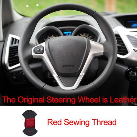 Hand Sewing Car Steering Wheel Cover For Ford Fiesta 2008-2016 2017 Ecosport 2014- 2015 2016 2017 Braid on the Steering wheel