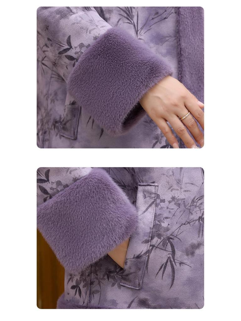 Reversible Fur & Leather Winter Coat for Middle-Aged and Elderly Women - Stylish Chinese-Style Mink Velvet Jacket