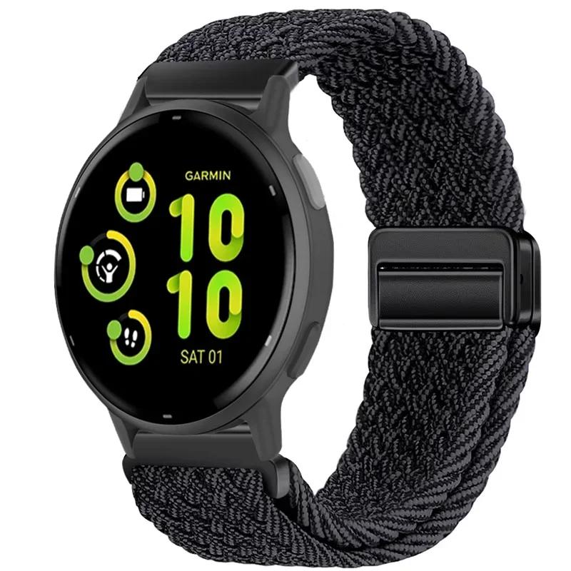 20/22mm Nylon Strap for Garmin Forerunner 55 165 970 570 965 955/Venu 4 45mm Magnetic Band Garmin Vivoactive 5 6/Vivomove Trend