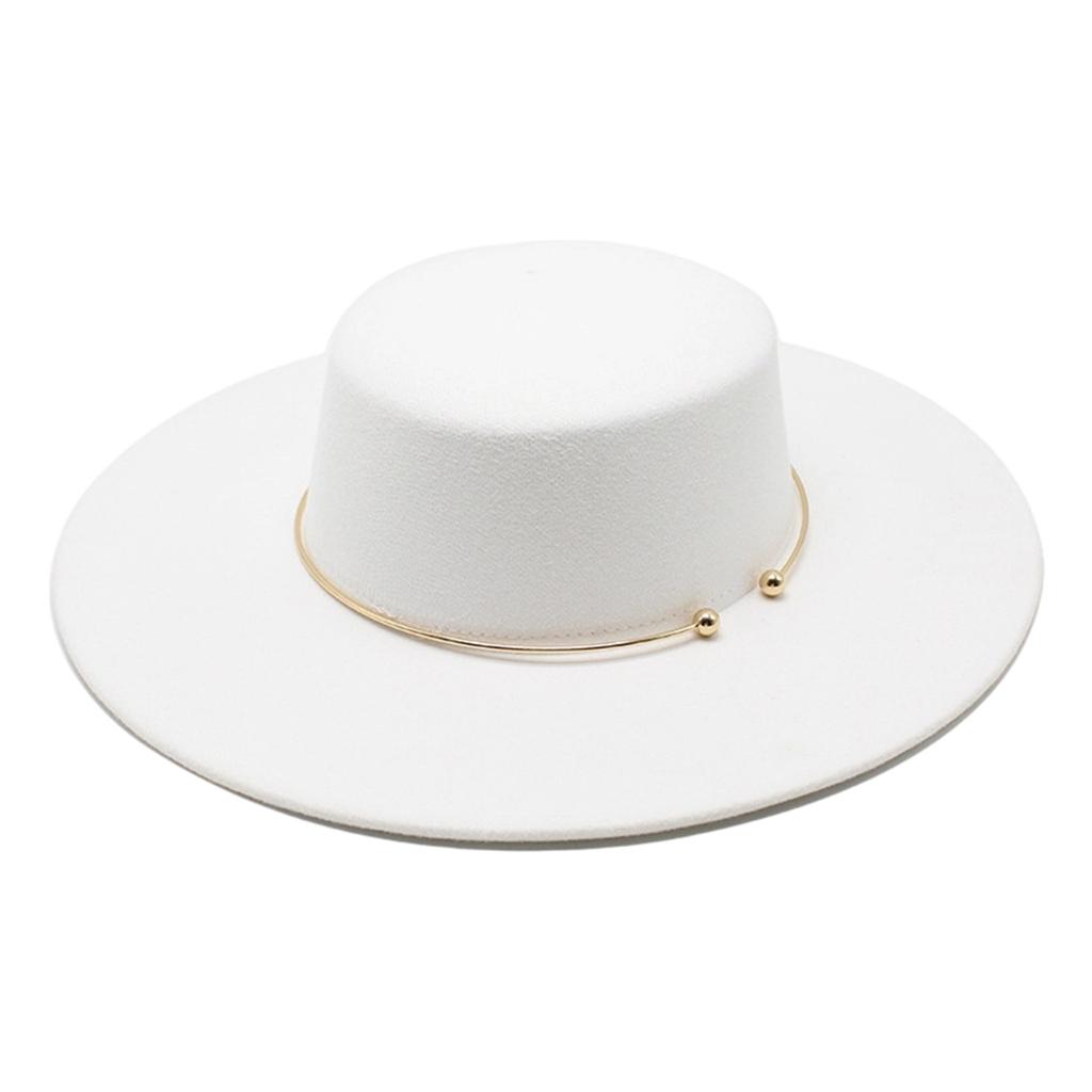Damska Męska Kapelusz Fedora Elegancki Vintage Filcowy Kapelusz Metalowy Dekor Klasyczny Płaski Top Kapelusz Jazzowy Spersonalizowany Szerokie Rondo Cylinder