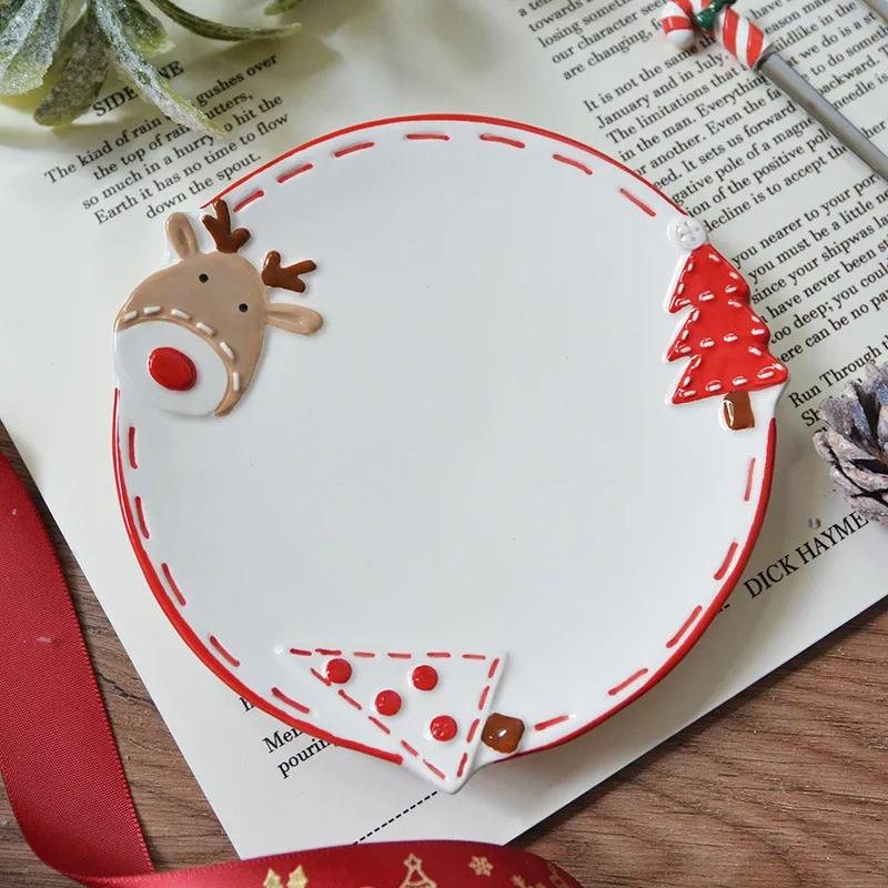 Christmas Day Style Ceramic Dinner Plate Snowman Bells Separator Plate Santa Claus Small Bowl Mug Christmas Ornaments Gifts