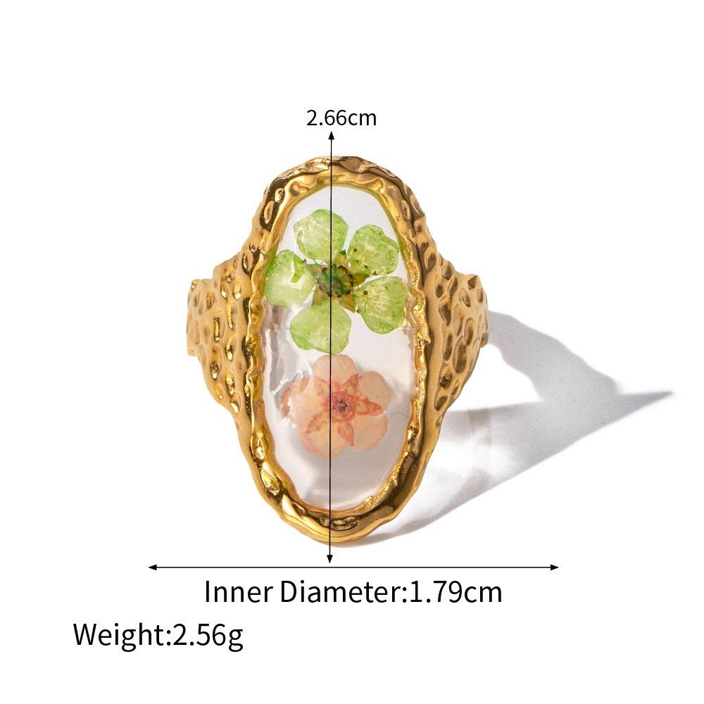 Geometric Summer Transparent Ring Stainless Steel Open Ring Retro Eternal Flower Ring  Couple