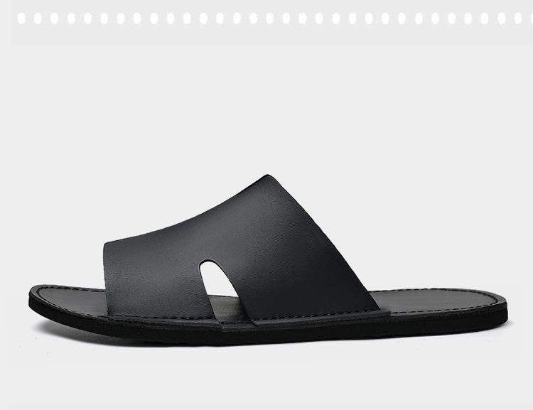 Men's Large Genuine Leather Flip-Flops: Breathable Cowhide Soft Sole Beach Slippers