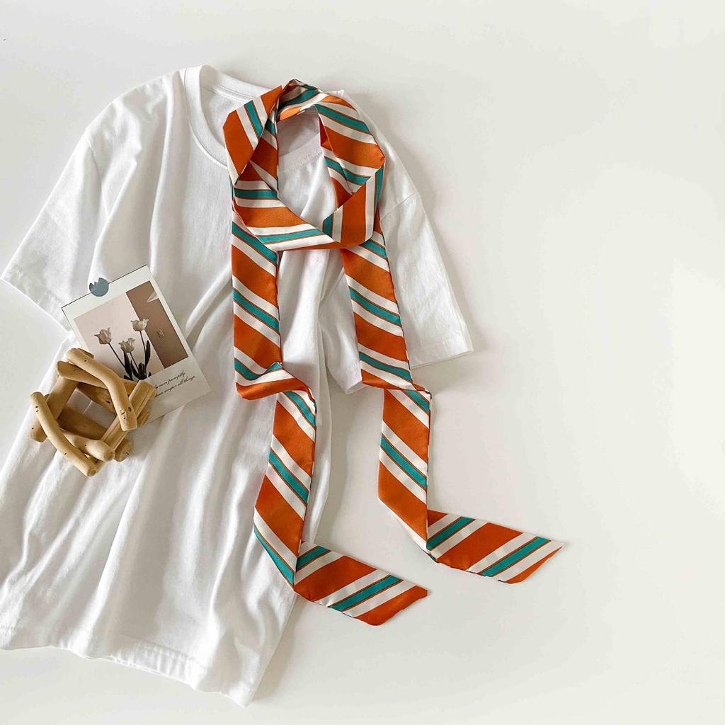 Verlängerter Polka Dot Kleiner Langer Schal, Einfacher Und Vielseitiger Seidenschal Hals, Kleiner Quadratischer Schal, Schlanker Und Schmaler Seidenschal Damen Gebundene Tasche