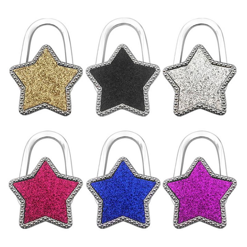 1Pcs Creative Bag Hook Shiny Folding Zinc Alloy  Star Table Edge Handbag Hanger