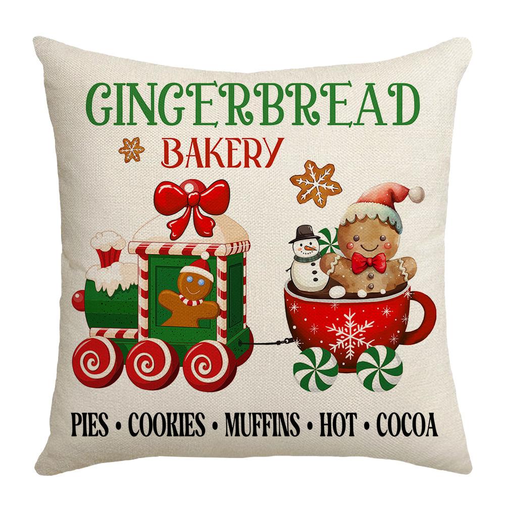 Christmas Atmosphere Illustration Digital Printing Set Home Decoration Sofa Cushion Gingerbread Man Fairy Tale Warmth
