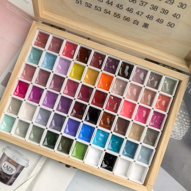 60-Grid Wooden Nail Art Box with Logo & Gel Compartments