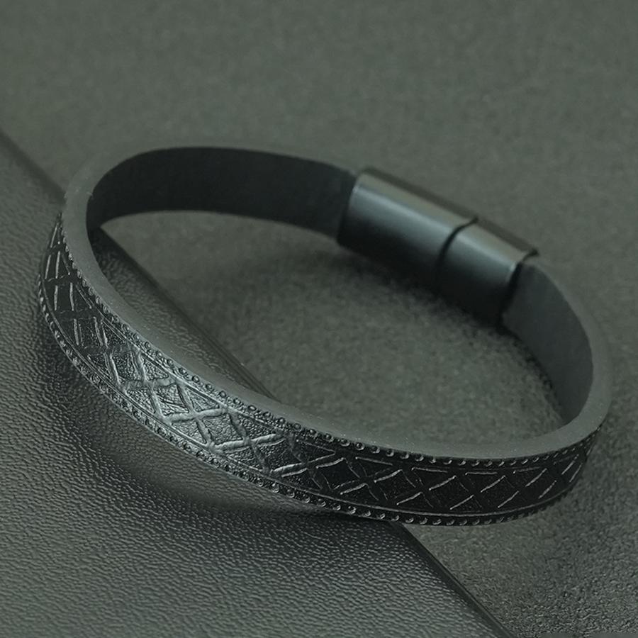 

New Simple Style Men Leather Bracelet Brown Black Detachable Magentic Buckle Bangle Hiphop Rock Punk Braslet Pulseria Hombre чорний