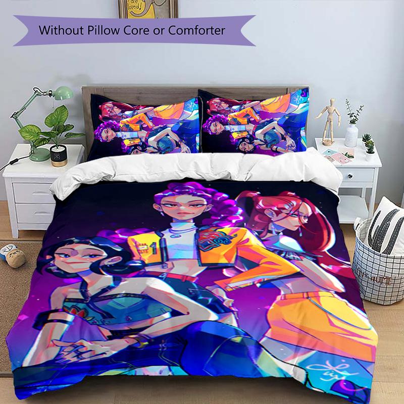Set Biancheria da Letto KPOP Hunter 3 Pezzi Copripiumino Chiusura Include 1 Copripiumino & 2 Federe per Tutte le Stagioni Camera da Letto Casa Arredamento Stanza del Dormitorio