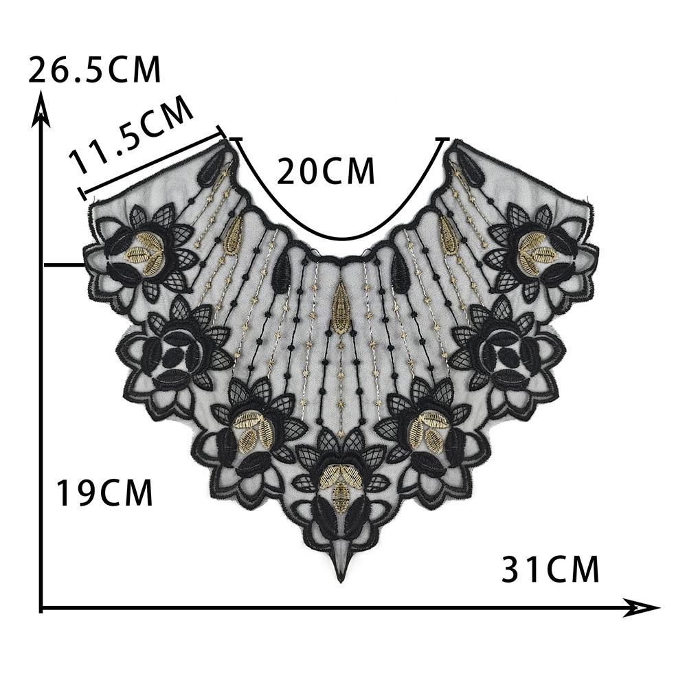 Black Embroidered Mesh Organza Front Collar Collar Sewing Lace Diy Decorative Dress Wedding Dress Accessories