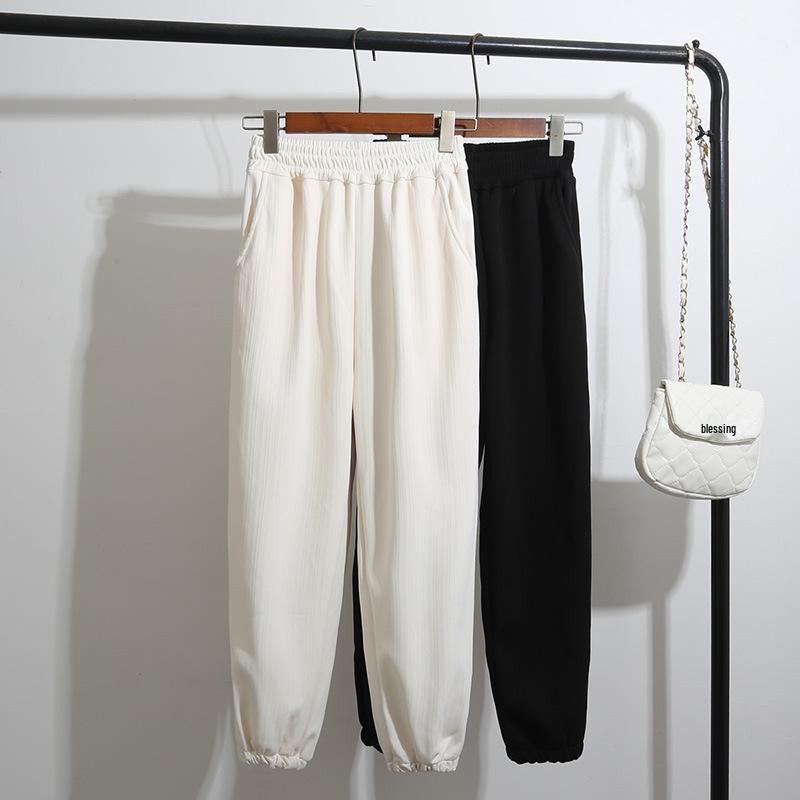 

Plus Size Fleece-Lined High-Waisted Sweatpants for Women - Extra Thick, Winter Casual, Cuffed, and Available in 200/300 Jin Sizes 3XL