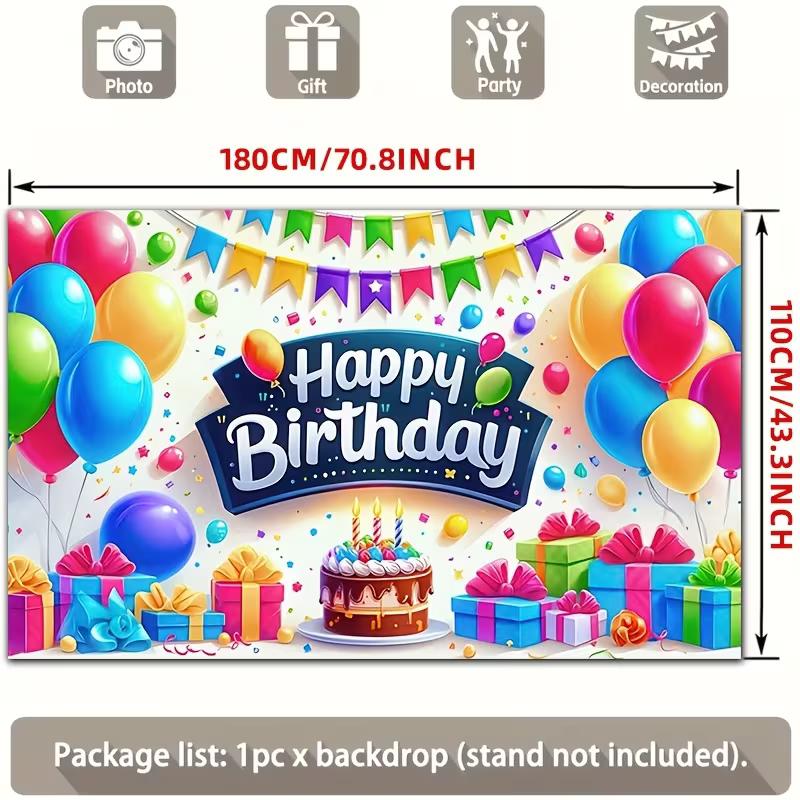 2D Kids Bright Confetti Birthday Party Photo Booth Banner