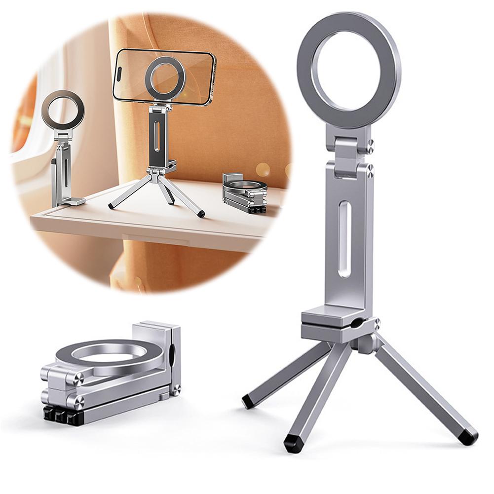 Magnetic Tripod 360 Adjustable Clip Folding Magnetic Phone Stand Aluminium Mini Magnetic Phone Tripod for iPhone & for MagSafes
