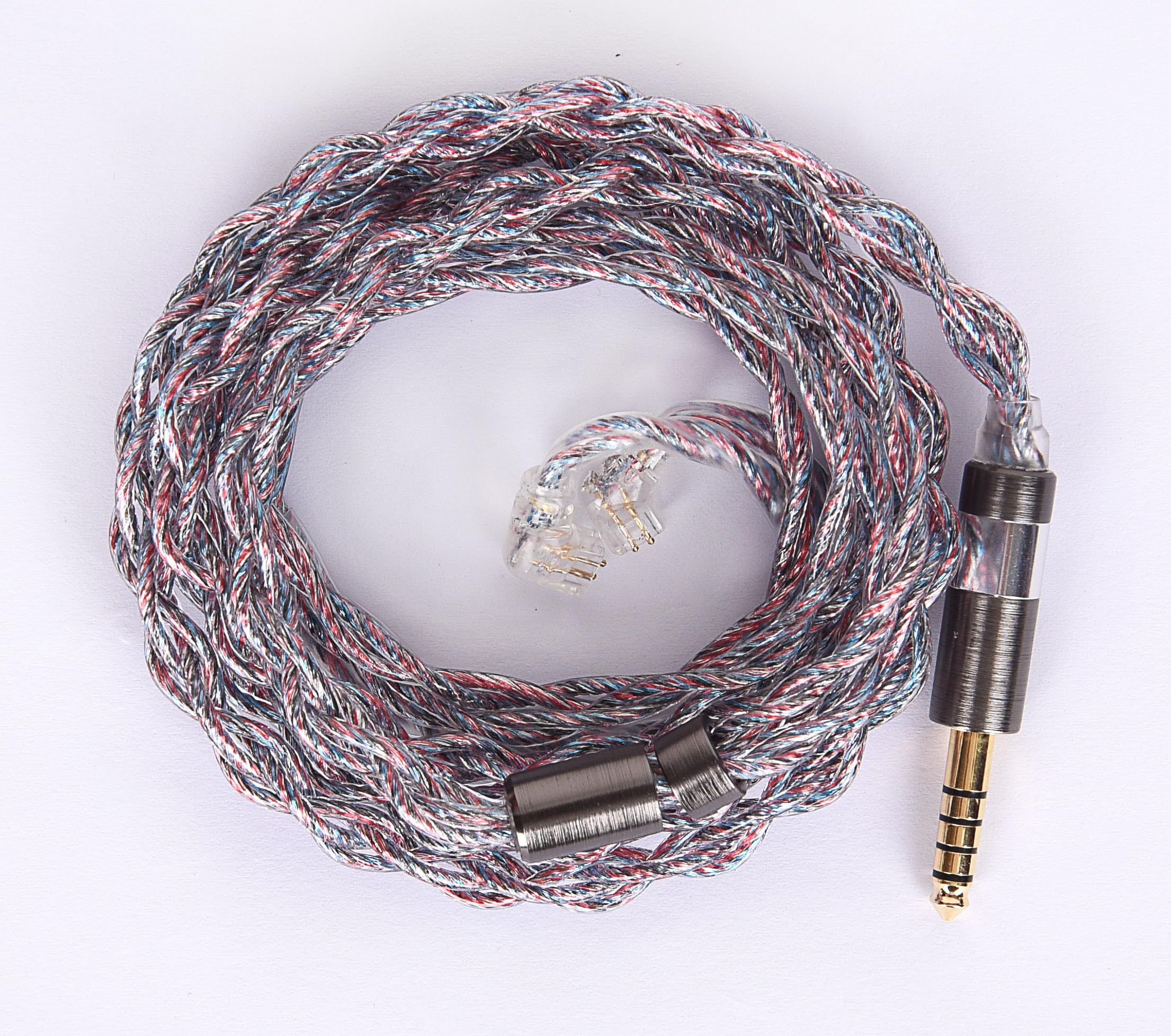 

QDC Replacement Pure Silver Alloy Chinese QDC Earphone Upgrade Balanced Earphone Earphone Replacement Cable JSHiFi-Butterfly 4.4mm Cable, +